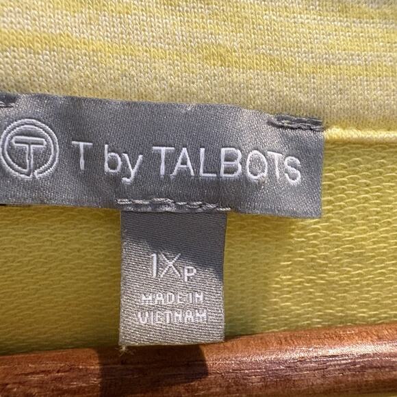 T By Talbots Butter Yellow Petite 1X Stripe Cowlneck Sweatshirt Beach Cape Shore - Picture 3 of 11